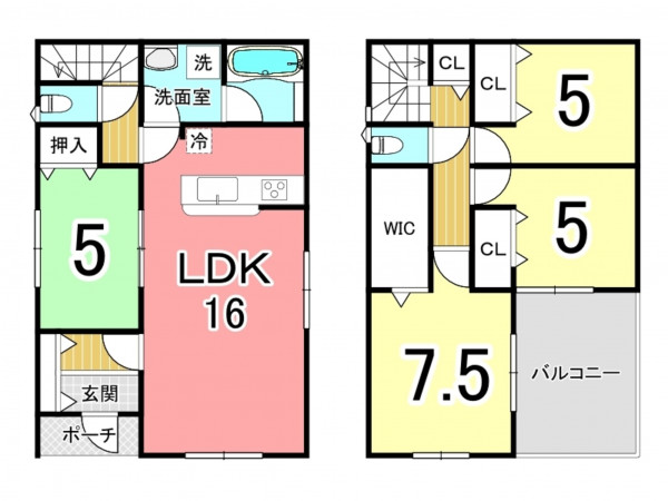 鹿児島市紫原、新築一戸建ての間取り画像です