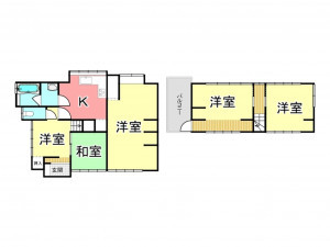 鹿児島市西陵、中古一戸建ての間取り画像です