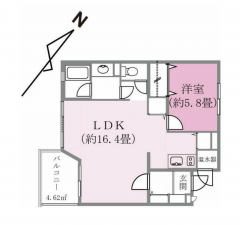 茅野市北山、マンションの間取り画像です