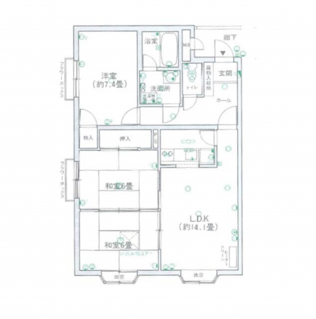 茅野市北山、マンションの間取り画像です