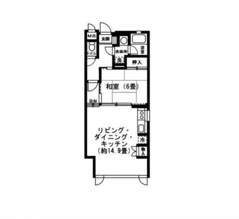 茅野市北山、マンションの間取り画像です