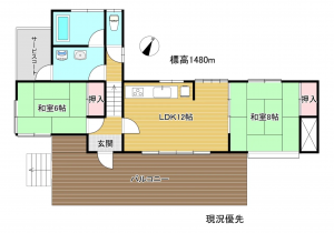 茅野市北山、中古一戸建ての間取り画像です