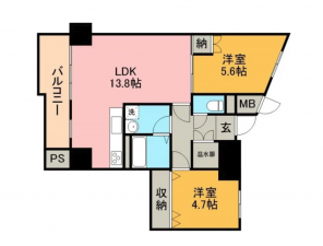 諏訪市、マンションの間取り画像です