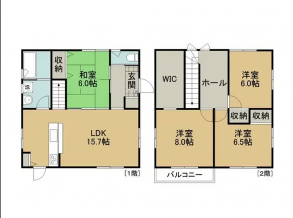 諏訪郡下諏訪町、中古一戸建ての間取り画像です