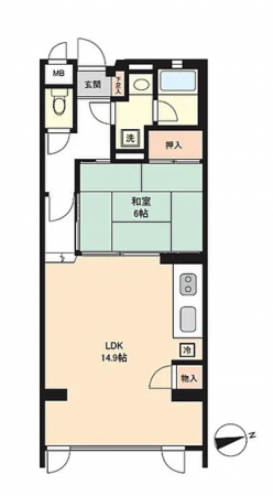 茅野市北山、マンションの間取り画像です