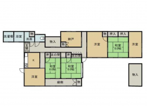 諏訪郡下諏訪町、中古一戸建ての間取り画像です