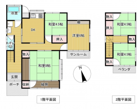 諏訪郡下諏訪町星が丘、中古一戸建ての間取り画像です