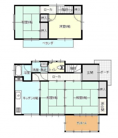 諏訪市、中古一戸建ての間取り画像です