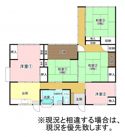 茅野市玉川、中古一戸建ての間取り画像です