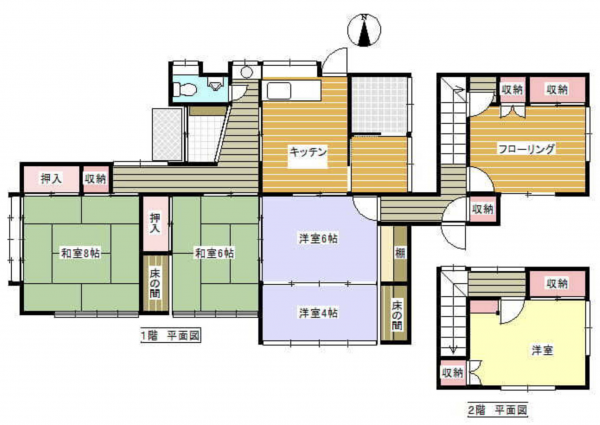 諏訪郡下諏訪町、中古一戸建ての間取り画像です
