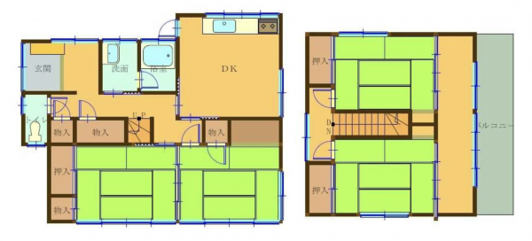 諏訪郡下諏訪町、中古一戸建ての間取り画像です