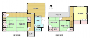 諏訪郡下諏訪町、中古一戸建ての間取り画像です