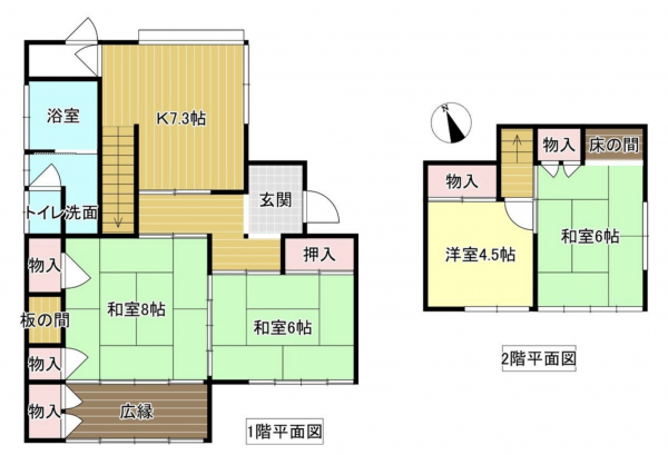 諏訪郡下諏訪町、中古一戸建ての間取り画像です