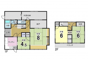 諏訪郡下諏訪町、中古一戸建ての間取り画像です