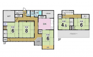 諏訪市湯の脇、中古一戸建ての間取り画像です