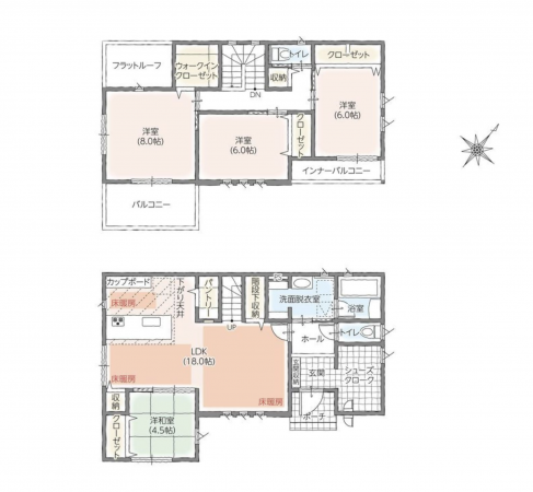 諏訪市、中古一戸建ての間取り画像です