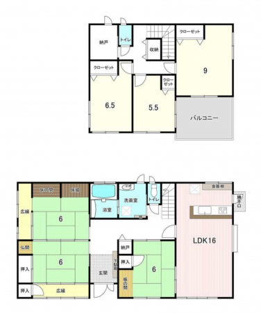 諏訪郡下諏訪町東町中、中古一戸建ての間取り画像です