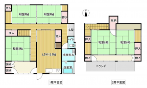 諏訪郡下諏訪町西四王、中古一戸建ての間取り画像です