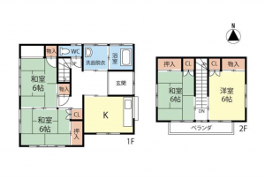 諏訪郡下諏訪町、中古一戸建ての間取り画像です