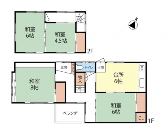 諏訪市赤羽根、中古一戸建ての間取り画像です