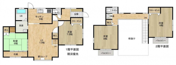 茅野市米沢、中古一戸建ての間取り画像です