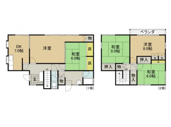 諏訪市清水、中古一戸建ての間取り画像です