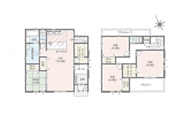 諏訪市上川、新築一戸建ての間取り画像です