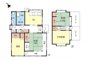 諏訪市、中古一戸建ての間取り画像です