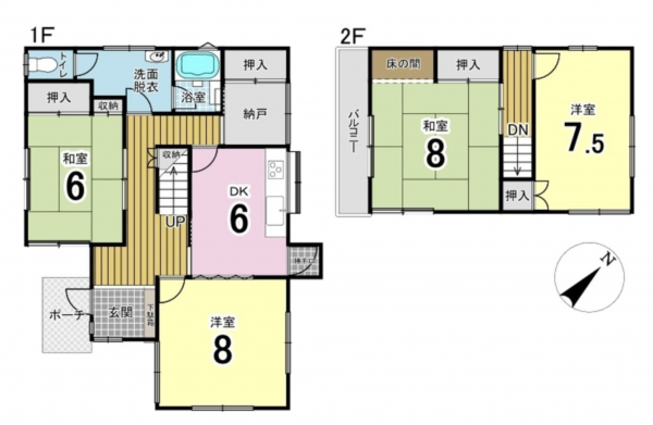 諏訪市、中古一戸建ての間取り画像です
