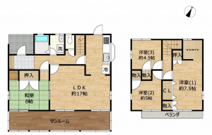 茅野市、中古一戸建ての間取り画像です