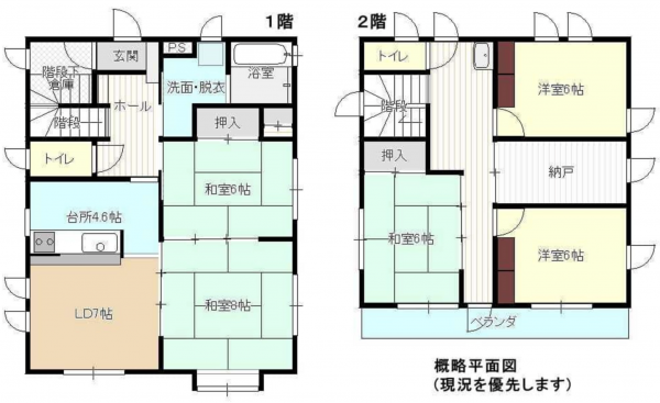 茅野市湖東、中古一戸建ての間取り画像です