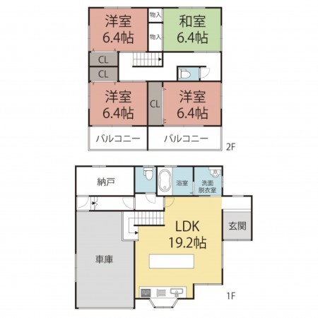 鯖江市下新庄町、中古一戸建ての間取り画像です