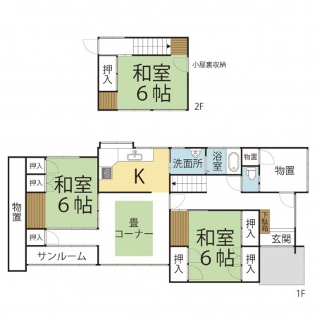 越前市家久町、中古一戸建ての間取り画像です