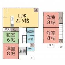 鯖江市糺町、中古一戸建ての間取り画像です