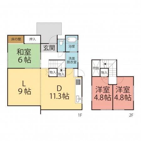 越前市広瀬町、中古一戸建ての間取り画像です