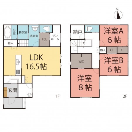 鯖江市長泉寺町、新築一戸建ての間取り画像です