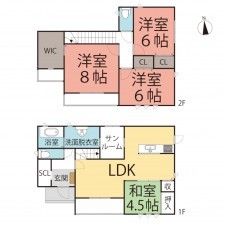 鯖江市水落町、新築一戸建ての間取り画像です