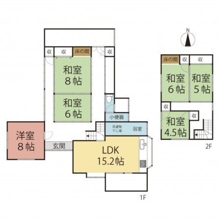 越前市北町、中古一戸建ての間取り画像です