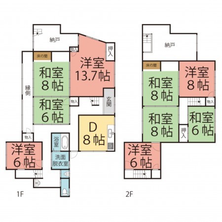 越前市芝原、中古一戸建ての間取り画像です