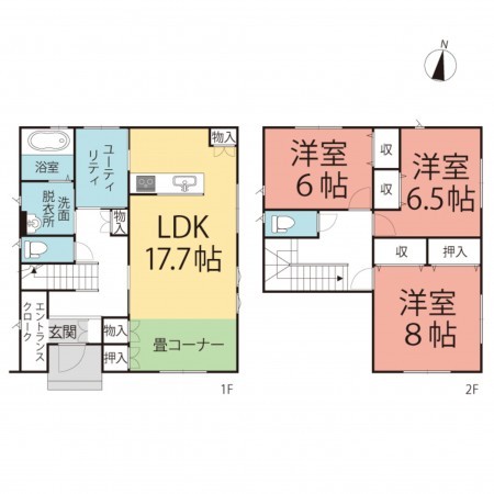 鯖江市舟津町、新築一戸建ての間取り画像です