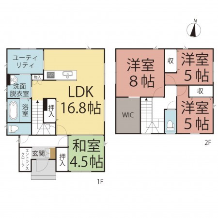 鯖江市舟津町、新築一戸建ての間取り画像です