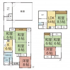 鯖江市住吉町、中古一戸建ての間取り画像です