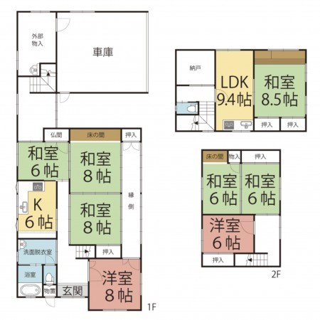 鯖江市住吉町、中古一戸建ての間取り画像です