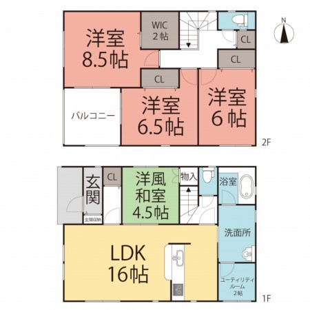 越前市粟田部町、新築一戸建ての間取り画像です