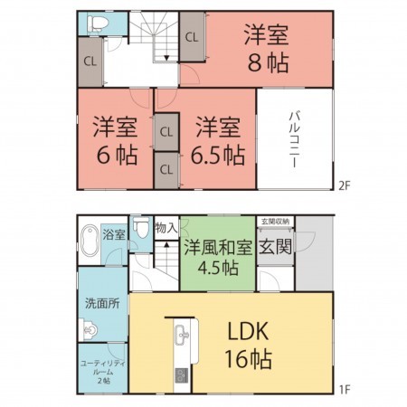 鯖江市水落町、新築一戸建ての間取り画像です