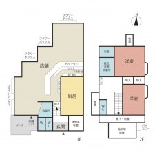 越前市塚原町、収益物件/住宅付店舗の間取り画像です