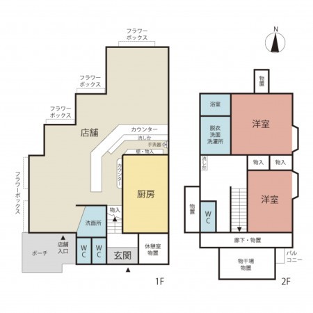 越前市塚原町、収益物件/住宅付店舗の間取り画像です