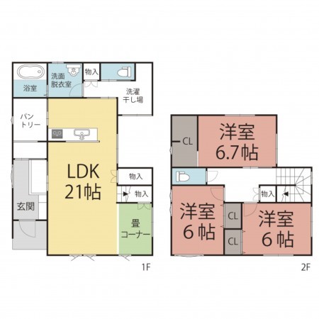 鯖江市長泉寺町、新築一戸建ての間取り画像です