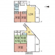 鯖江市水落町、中古一戸建ての間取り画像です