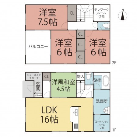 鯖江市宮前、新築一戸建ての間取り画像です